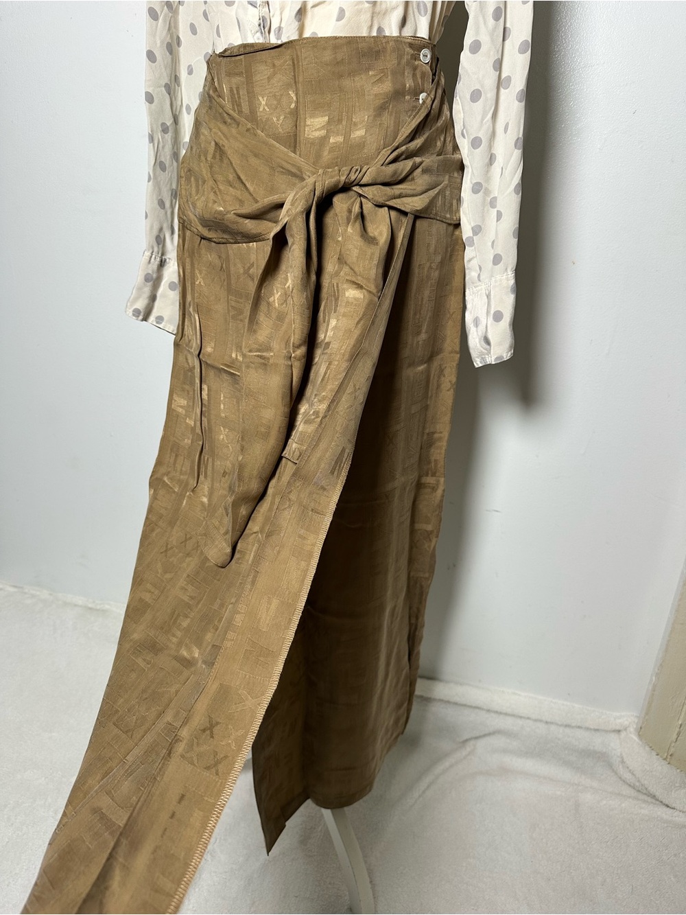 Vintage Joyce Ridings Cupro Wrap Skirt Lagenlook Made in Britain Tag 12 (like S) - Picture 5 of 12